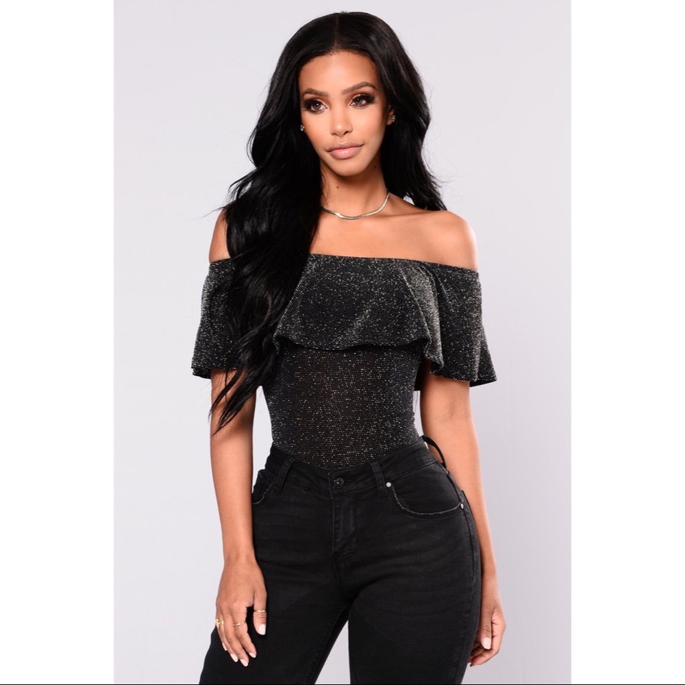 OFF THE SHOULDER SPARKLE BODYSUIT - NWT